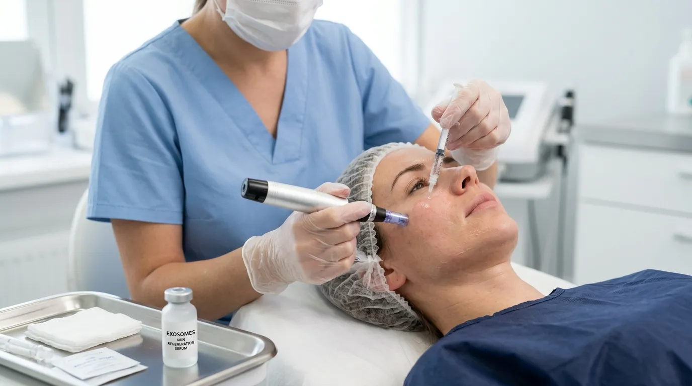 a patient taking exosome treatmenmt for skin repairing