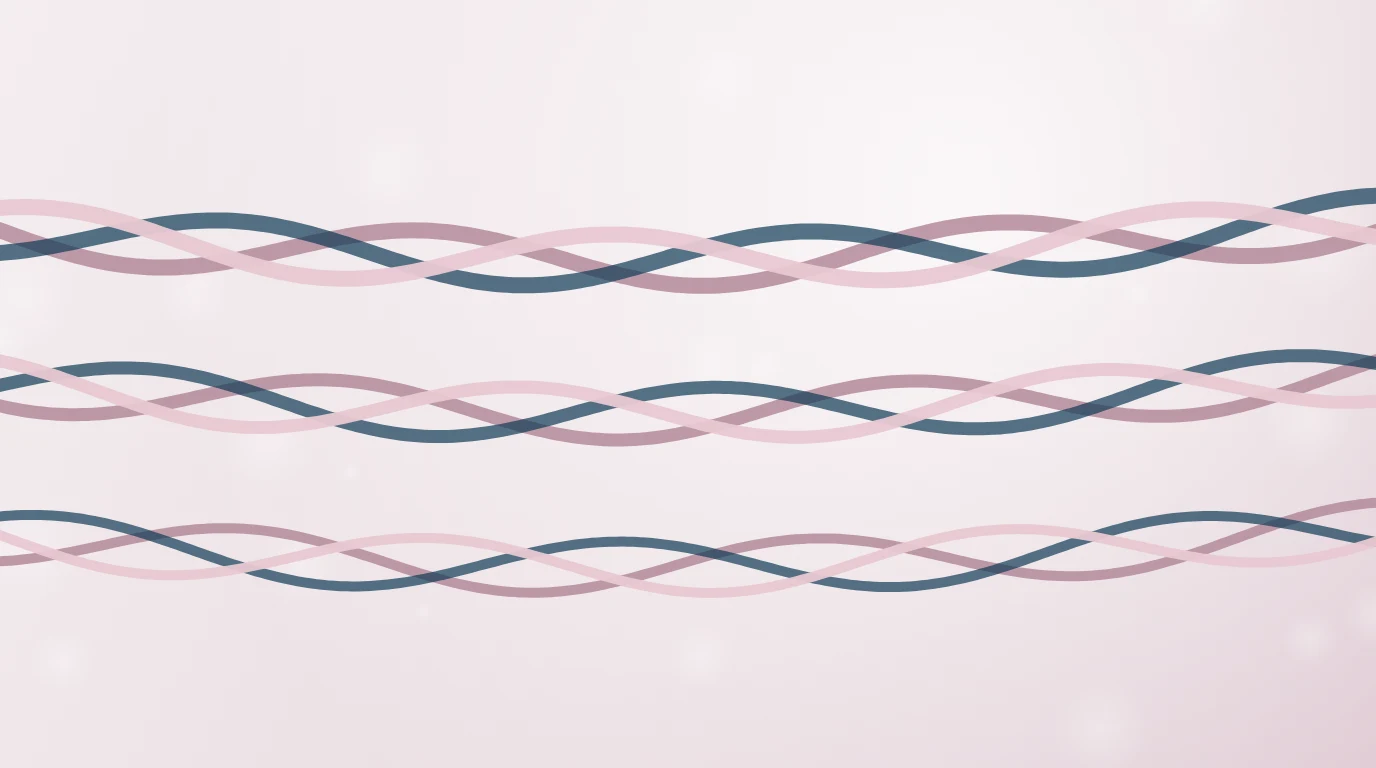 Illustration of collagen triple helix fibres in the skin