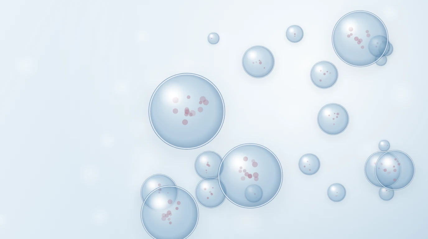 Illustration of exosome vesicles carrying signalling molecules between skin cells