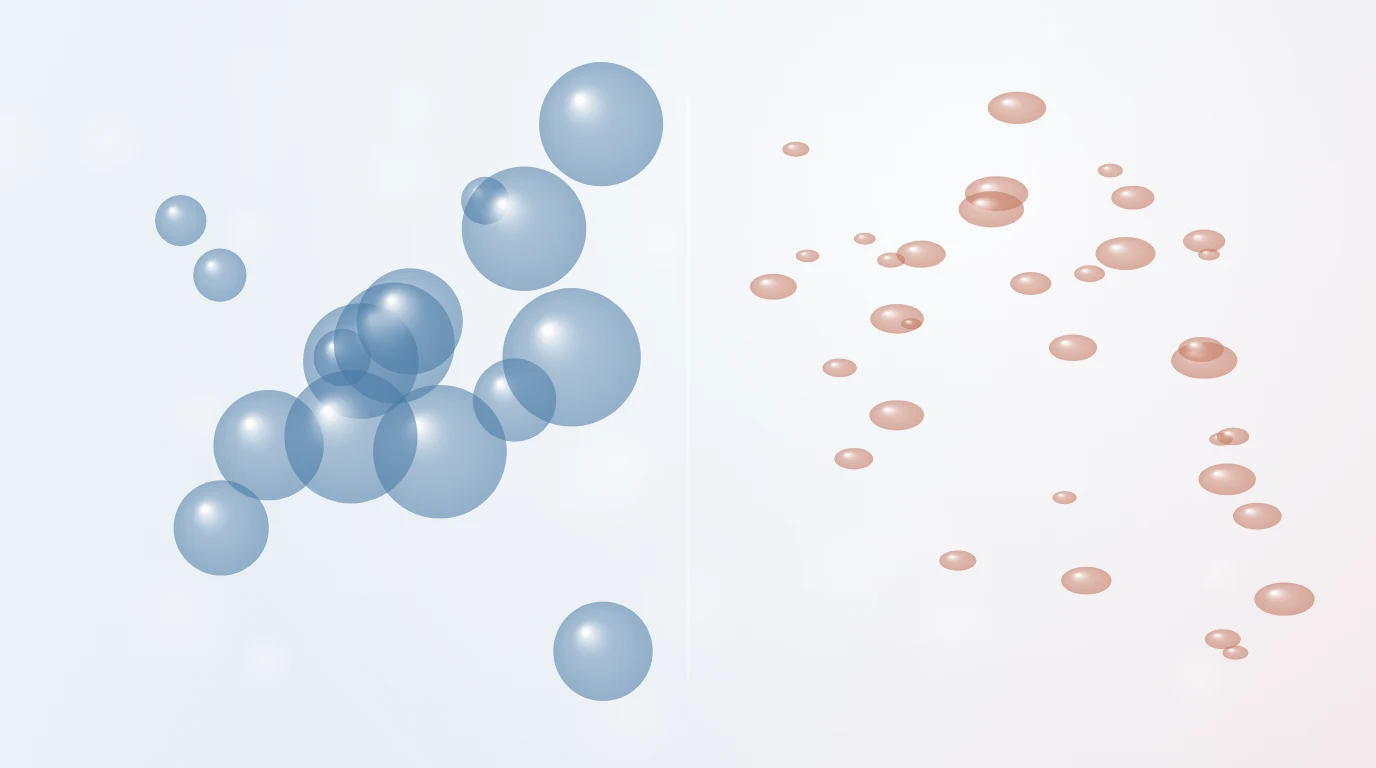 Illustration comparing exosome vesicles with platelets from platelet-rich plasma